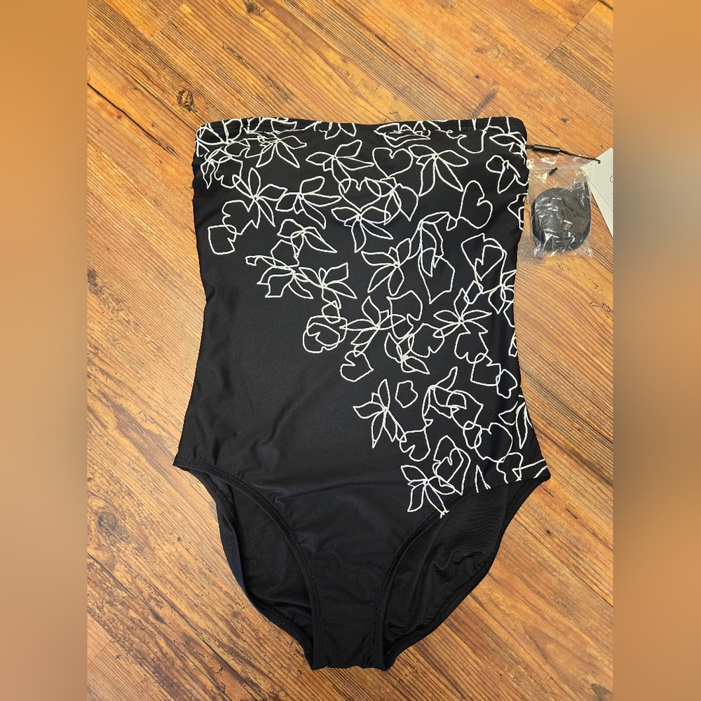calvin klein one piece bathing suit 8 nwt black cute vacay beach boat cruise